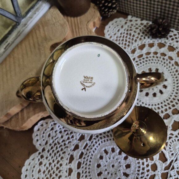 Wade England Tea Set - Bronze Copper - Teapot cream sugar - Mid-century Vintage - Picture 7 of 16